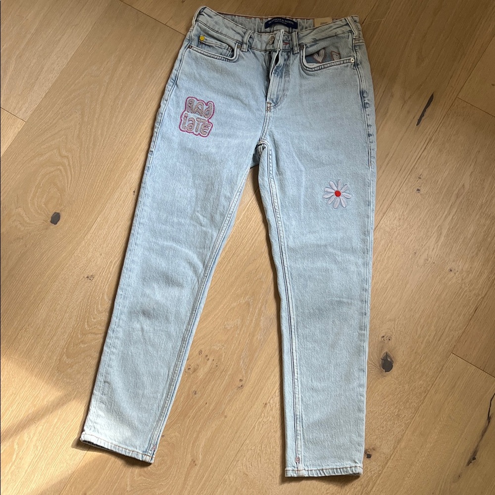 Scotch & Soda Light Blue Embroidered Women's Jeans